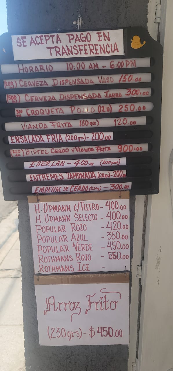 Menú de precios de La Terraza de Versalles
