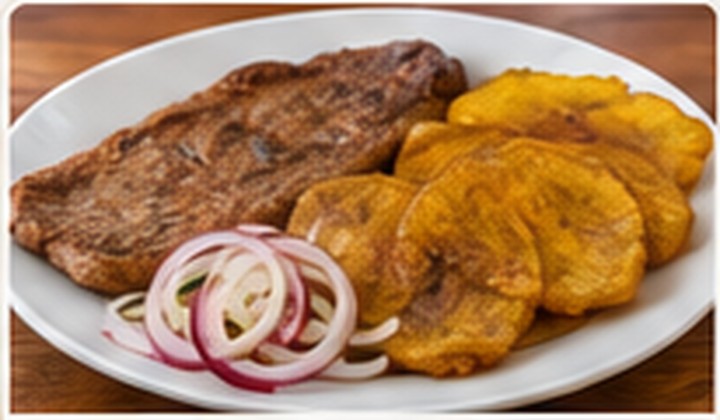 Bistec de cerdo + vianda frita 